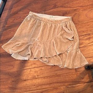Love Shack Fancy Baby Pink Velvet Ruffle Hem Mini Skirt Size 2